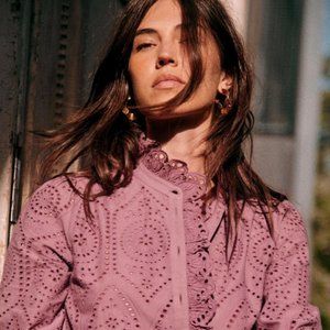 Sézane Chloé Shirt in Wisteria, 100% cotton